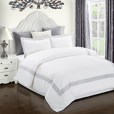 SUPERIOR Glenmont Cotton Embroidered Border Duvet Cover Set