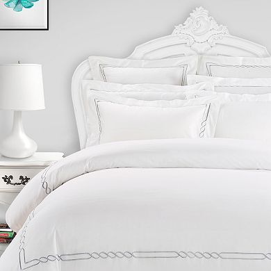 SUPERIOR Lorenz Cotton Embroidered Border Duvet Cover Set