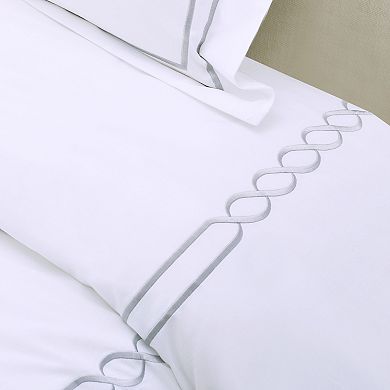 SUPERIOR Lorenz Cotton Embroidered Border Duvet Cover Set