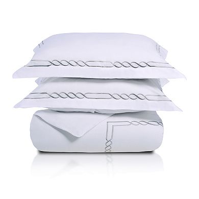 SUPERIOR Lorenz Cotton Embroidered Border Duvet Cover Set