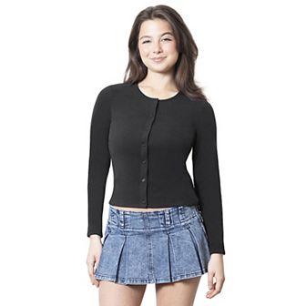 Juniors' madden girl Button-Down Crewneck Top