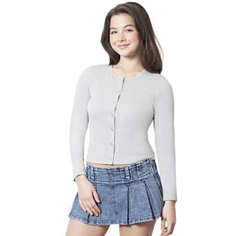 Juniors' madden girl Button-Down Crewneck Top