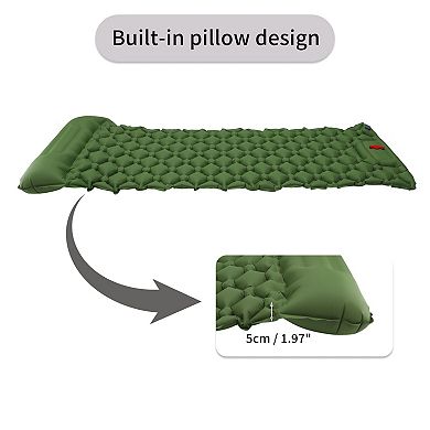 Camping Sleeping Pads, Non-Spliceable Camping Mat with Pillow, Foot Inflatable Camping Mat
