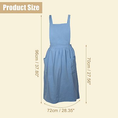 Cotton Linen Apron, Cross Back Apron with Pockets, Cooking Apron Dress, Aprons for Women Man