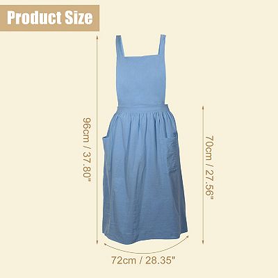 Cotton Linen Apron, Cross Back Apron with Pockets, Cooking Apron Dress,  Aprons for Women Man