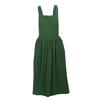 Cotton Linen Apron, Cross Back Apron with Pockets, Cooking Apron Dress, Aprons for Women Man