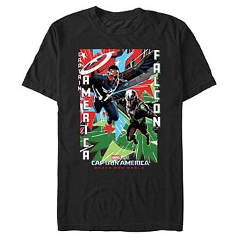 Big & Tall Marvel Captain America Brave New World Captain And Falcon Poster Graphic Tee