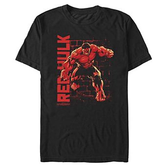 Big & Tall Marvel Captain America Brave New World Red Hulk Brick Background Graphic Tee