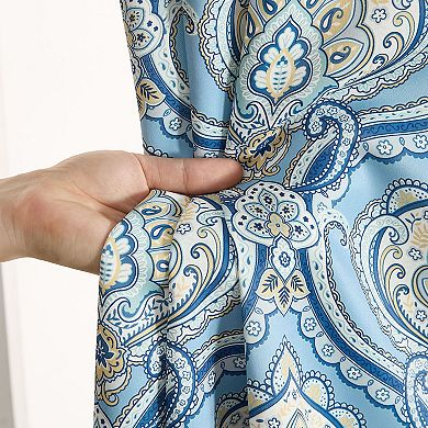 HLC.ME Messina Paisley Back Tab Rod Pocket Curtains - Light Filtering Darkening Window Panels, Pair