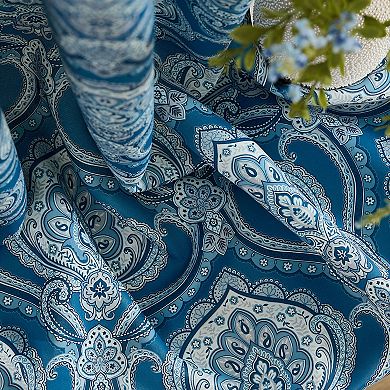 HLC.ME Messina Paisley Back Tab Rod Pocket Curtains - Light Filtering Darkening Window Panels, Pair