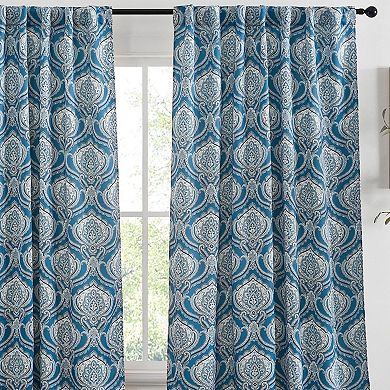 HLC.ME Messina Paisley Back Tab Rod Pocket Curtains - Light Filtering Darkening Window Panels, Pair