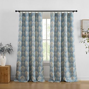 HLC.ME Messina Paisley Back Tab Rod Pocket Curtains - Light Filtering Darkening Window Panels, Pair