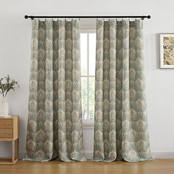 HLC.ME Messina Paisley Back Tab Rod Pocket Curtains - Light Filtering Darkening Window Panels, Pair
