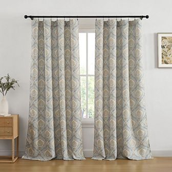 HLC.ME Messina Paisley Back Tab Rod Pocket Curtains - Light Filtering Darkening Window Panels, Pair
