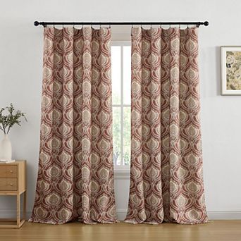 HLC.ME Messina Paisley Back Tab Rod Pocket Curtains - Light Filtering Darkening Window Panels, Pair