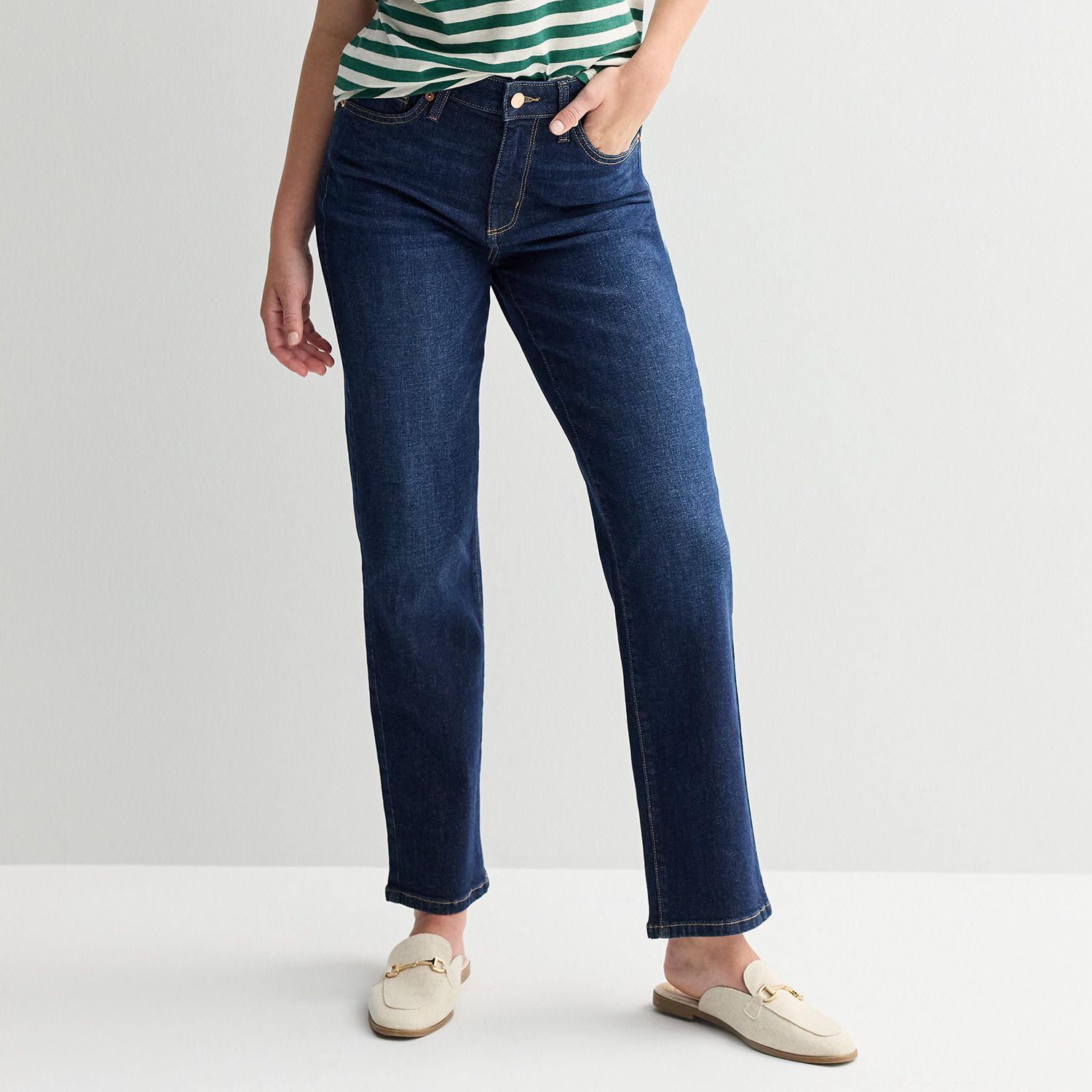 Женские джинсы Sonoma Goods For Life High-Rise Straight Leg, цвет: Яркая тёмная варка