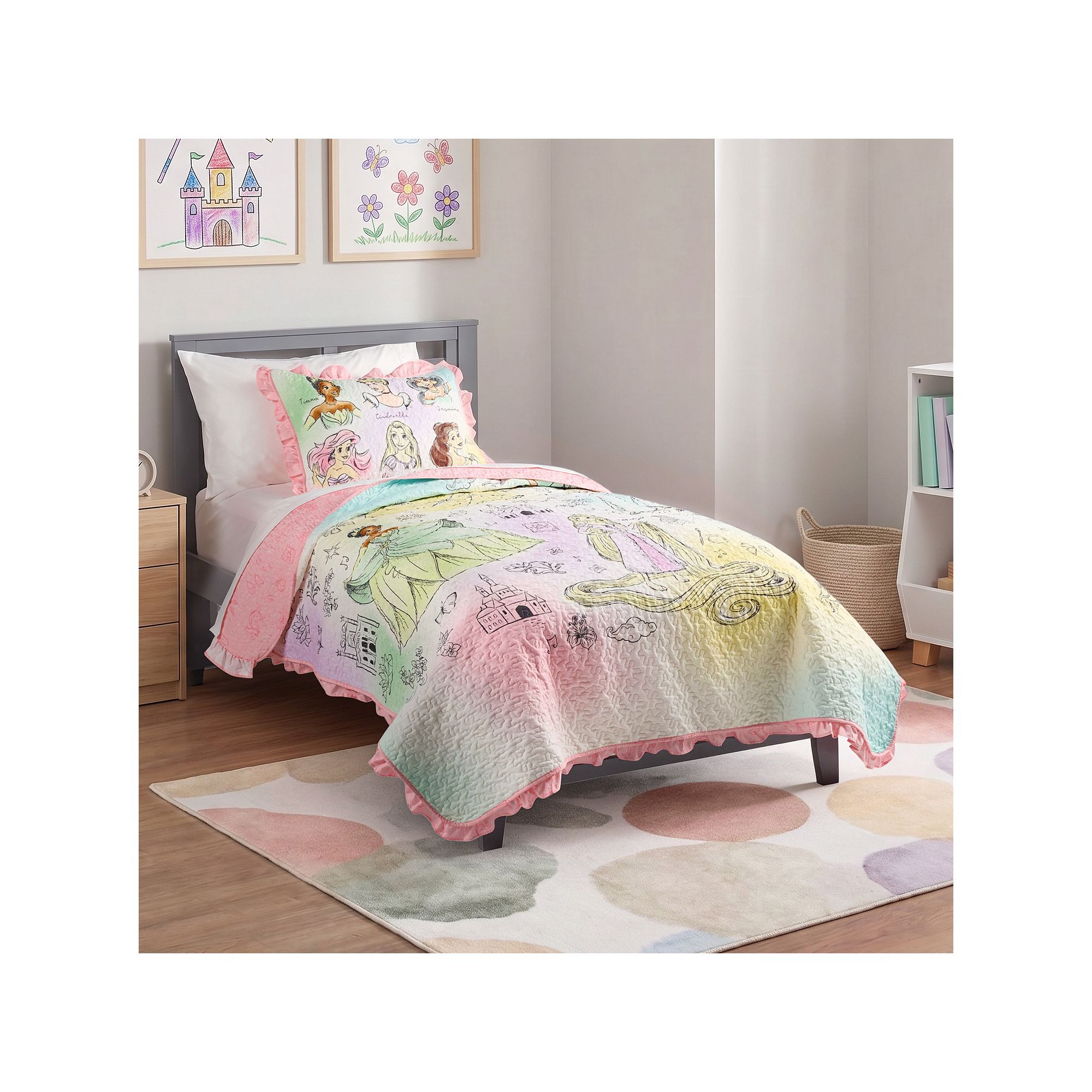 The Big One® Disney Princess Ruffle Quilt Set, Multi Princess Ruffle