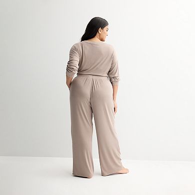 Plus Size Sonoma Goods For Life® Ribbed Open Leg Pajama Pants