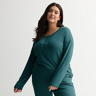 Plus Size Sonoma Goods For Life® Ribbed Long Sleeve Pajama Top