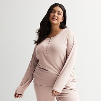 Plus Size Sonoma Goods For Life® Ribbed Long Sleeve Pajama Top