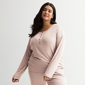 Plus Size Sonoma Goods For Life® Ribbed Long Sleeve Pajama Top