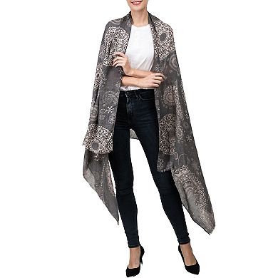 Châle Pashmina Occasion - Imprimé Paisley Lavande Et Gris, Grand Format