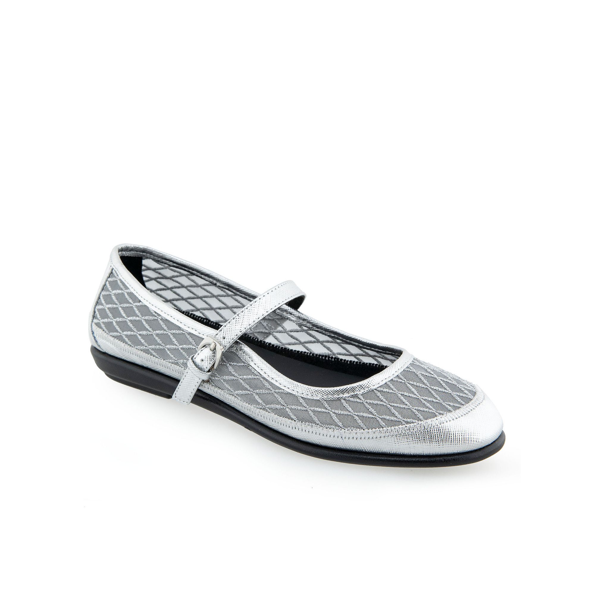Aerosoles Baylee Womens Mary Jane Flats, Size: 6 Wide, Silver Mesh