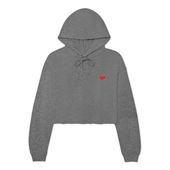 Dalix Pixel Heart Cropped Hoodie