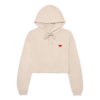Dalix Pixel Heart Cropped Hoodie