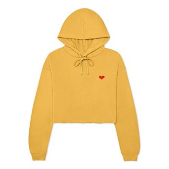 Dalix Pixel Heart Cropped Hoodie