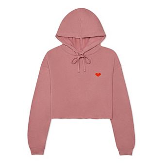 Dalix Pixel Heart Cropped Hoodie