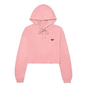 Dalix Pixel Heart Cropped Hoodie