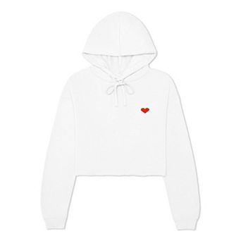 Dalix Pixel Heart Cropped Hoodie
