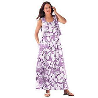 Woman Within Plus Size Layered Popover Maxi Dress