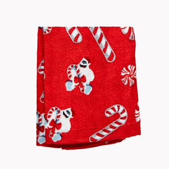 Rudolph Red Yeti Candy Cane Hand Towel