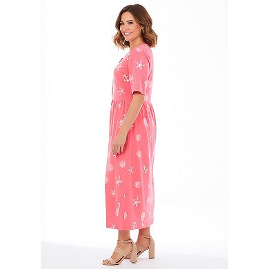 Woman Within Plus Size Stamped Empire Waist Dress