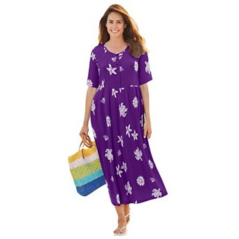 Woman Within Plus Size Stamped Empire Waist Dress