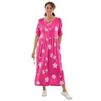 Woman Within Plus Size Stamped Empire Waist Dress