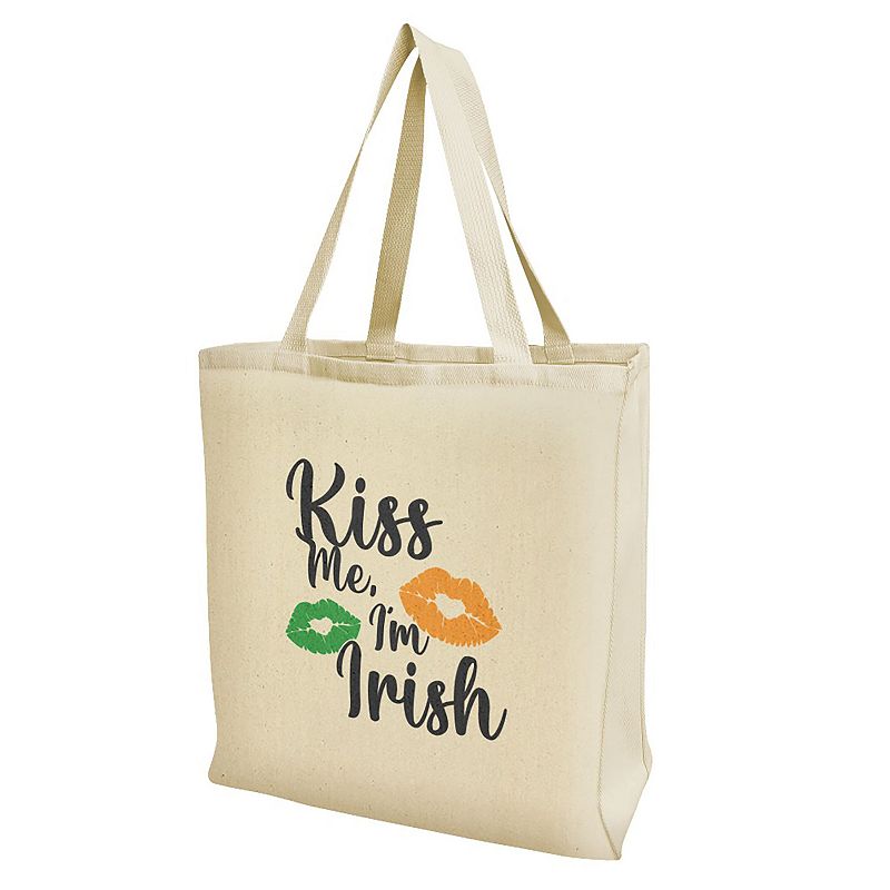 Kiss Me I'm Irish Tote Bag, Beige Khaki