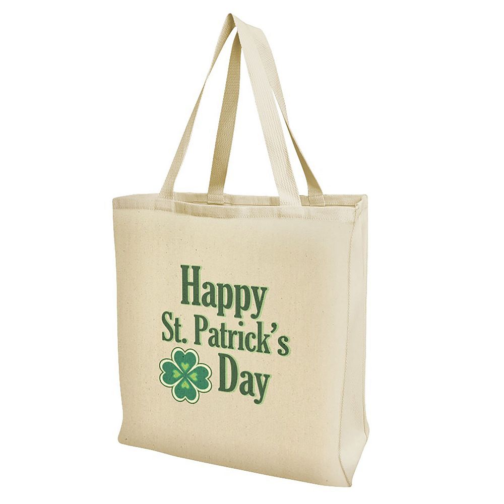St Patrick's Day Shamrock Print Pattern Leather Tote Bag main image 1