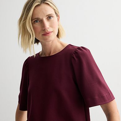 Women's Nine West Ruching Flutter Sleeve Crewneck Tee