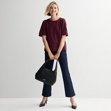 Women's Nine West Ruching Flutter Sleeve Crewneck Tee
