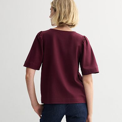 Women's Nine West Ruching Flutter Sleeve Crewneck Tee