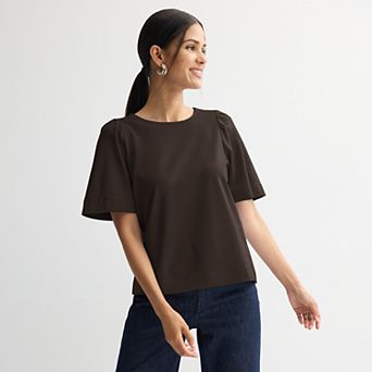Women's Nine West Ruching Flutter Sleeve Crewneck Tee