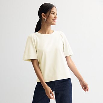 Women's Nine West Ruching Flutter Sleeve Crewneck Tee