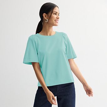 Women's Nine West Ruching Flutter Sleeve Crewneck Tee