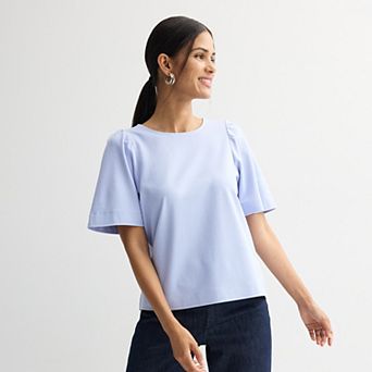 Women's Nine West Ruching Flutter Sleeve Crewneck Tee