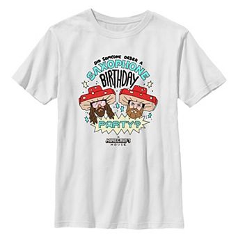 Boys 8-20 Minecraft Saxophone Birthday Party Graphic Tee