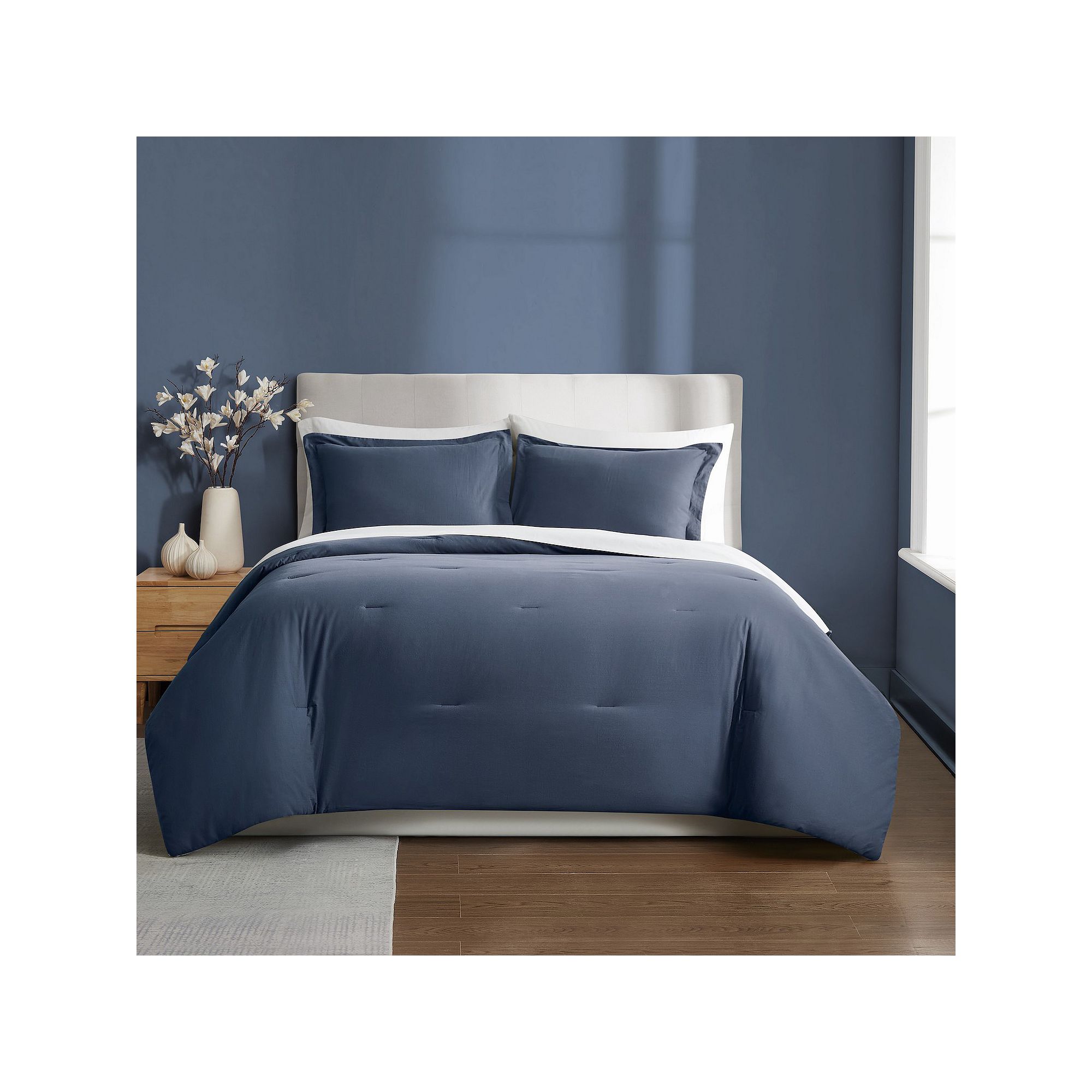 Brooklyn Loom Essential Washed Cotton Comforter Set, Blue