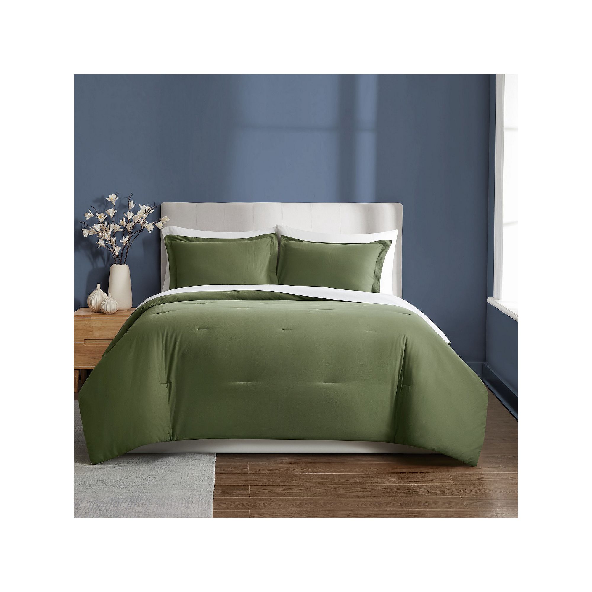 Brooklyn Loom Essential Washed Cotton Comforter Set, Green
